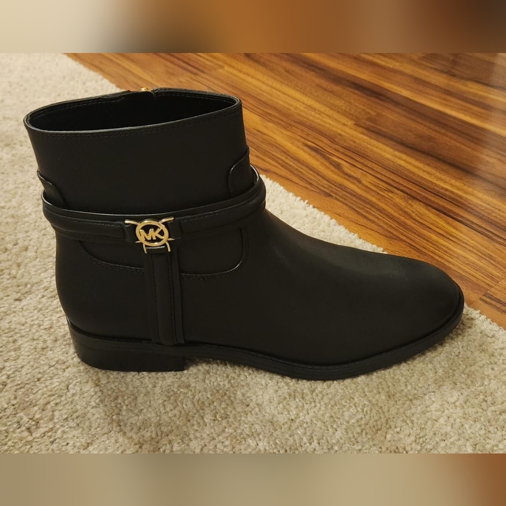 Michael Kors Black Ankle Boots with Gold Logo